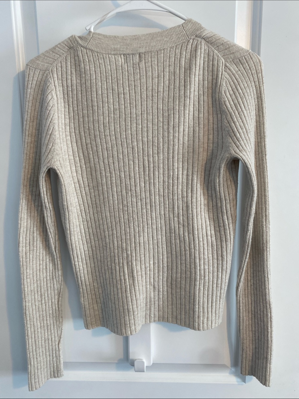 Cream Ribbed Scoop-Neck Sweater - Picture 4 of 4